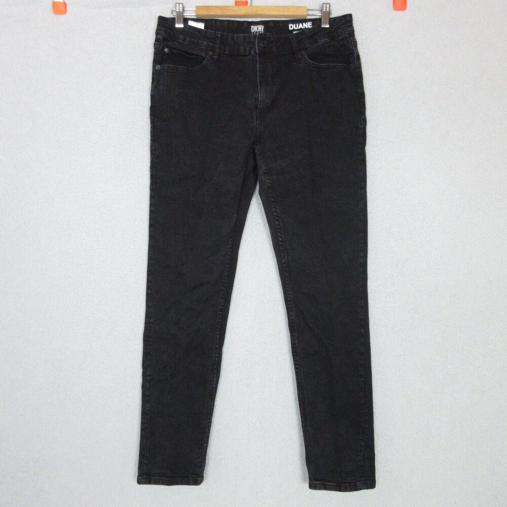 DKNY Jeans Mens W34 L31 Duane Straight Fit Black Stretch Cotton Blend